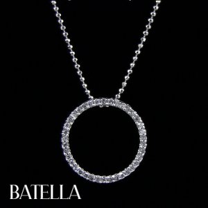 .17 Carat G-H SI2 EX Round Cut Diamonds Circle Pendant & Necklace 14k White Gold