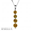 0.87 Ct Fancy Yellow Round Cut Diamond Journey Pendant & Necklace 14k White Gold