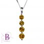 0.87 Ct Fancy Yellow Round Cut Diamond Journey Pendant & Necklace 14k White Gold