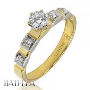 .39 Ct I/VS1 Natural Round Diamond Engagement Ring 18k Yellow White Gold. Women