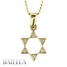 Judaica .08 Ct G-H/VVS2-VS1 Star Of David Round Diamonds Pendant 14k Yellow Gold