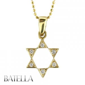 Judaica .08 Ct G-H/VVS2-VS1 Star Of David Round Diamonds Pendant 14k Yellow Gold