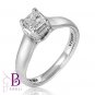0.58 Ct D/VS2 Radiant & Round Cut Diamond Engagement Ring 14k White Gold Ladies