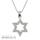 0.30 Ct G-H/VVS2-VS2 Unisex Star Of David Diamonds Pendant Chain 14k White Gold