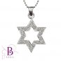 0.30 Ct G-H/VVS2-VS2 Unisex Star Of David Diamonds Pendant Chain 14k White Gold
