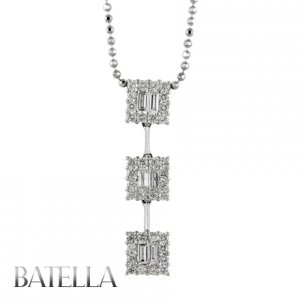 1 Ct D-E/VVS1,2 Baguette & Round Diamonds Journey Pendant 18k White Gold. Chain