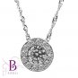 0.43 Ct J/VVS2 EX Round Cut Diamonds Pendant 18k White Gold & Necklace. Halo Set