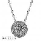 0.43 Ct J/SI1 Natural Round Diamonds Pendant & Necklace 18k White Gold Halo Set