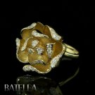 0.28 Ct G-H VVS2 VS1 Real Round Cut Diamonds Pave Ring 18k Yellow Gold. Ladies