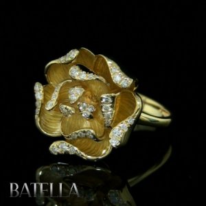 0.28 Ct G-H VVS2 VS1 Real Round Cut Diamonds Pave Ring 18k Yellow Gold. Ladies