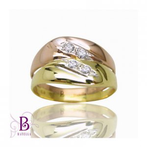 0.20 Ct G/VS2 Natural White Round Cut Diamonds Pave Ring 14k Pink & Yellow Gold