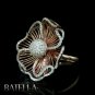 1.64 Ct G H VVS2 VS1 193 Round Cut Diamond Pave Flower Ring 18k Pink Gold Ladies
