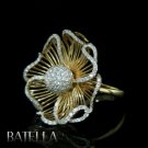 1.63Ct VVS2 VS1 193 Natural Round Diamonds Pave Flower Ring 18k Yellow Gold.Lady