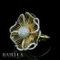 1.63Ct VVS2 VS1 193 Natural Round Diamonds Pave Flower Ring 18k Yellow Gold.Lady