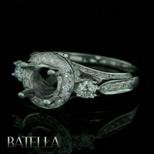 Semi Mount Mounting F-G/VVS2-VS2 Round Diamond Engagement Ring 14k White Gold