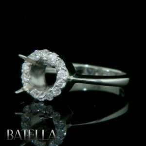 Semi Mount Mounting E-F/SI1-SI2 Round Diamond Engagement Ring 18k White Gold