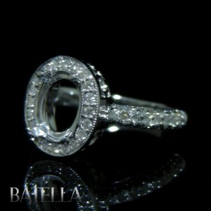 Semi Mount 0.62 Ct F-G/VS1-VS2 Oval Cut Diamonds Engagement Ring 18k White Gold