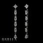 2.24 Ct E-F/SI1 Natural Princess Oval Pear Diamonds Drop Earrings 18k White Gold