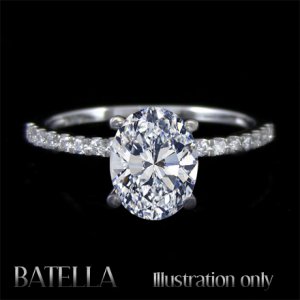 Certified .93 Ct D/VS2 Oval & Round Cut Diamond Engagement Ring 18k White Gold