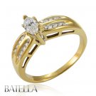 0.52 Ct E/SI2 Natural Marquise & Round Diamond Engagement Ring 14k Yellow Gold