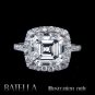 Semi Mount 0.38 Carats E-F/VVS1-VVS2 Halo Diamond Engagement Ring 14k White Gold