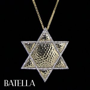 0.48 Ct D-E VS1-SI1 Round Diamonds Star Of David Pendant + Chain 14k Yellow Gold