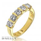 1.25 Carats Round 5 Round Cut Diamonds Anniversary Wedding Band 14k Yellow Gold