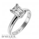 1.14 Ct I/VS2 Natural Emerald Diamond Solitaire Engagement Ring 14k White Gold
