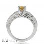 0.62 Carat Natural Fancy Yellow VS2 Round Diamond Engagement Ring 18k White Gold