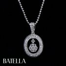 0.40 Ct E-F VS1 EX Natural Pave Round Diamonds Pendant & Necklace 18k White Gold