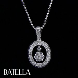 0.40 Ct E-F VS1 EX Natural Pave Round Diamonds Pendant & Necklace 18k White Gold
