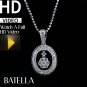 0.40 Ct E-F VS1 EX Natural Pave Round Diamonds Pendant & Necklace 18k White Gold