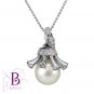 2.04 Ct Cultured Pearl & Natural Round Diamonds G-H/VVS2-VS1 Pendant 18k W Gold