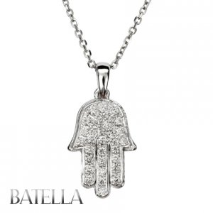 Judiaca 0.50 Ct G-H/VVS2-VS1 Natural Round Diamonds Hamsa Pendant 14k White Gold