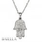 Judiaca .42 Ct F-G/VVS2-VS1 Natural Round Diamonds Hamsa Pendant 14k White Gold