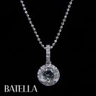 .54 Carat Light Green Sapphire Gem & Round Diamonds Pendant Chain 14k White Gold