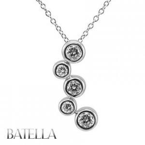 0.38 Ct D-E/VS1-VS2 Natural Round Diamond Journey Pendant 18k White Gold + Chain