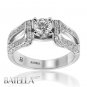 Certified .83 Ct F/SI2 Natural Pave Round Diamond Engagement Ring 18k White Gold