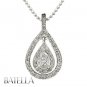 0.63 Ct E/VS1 Genuine Pear & Round Cut Diamonds Pendant Necklace 18k White Gold