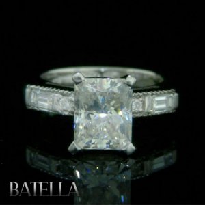 Semi-Mount .35 Ct D-E VS2-SI1 Radiant Natural Diamond Engagement Ring 14k W Gold