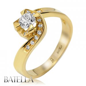0.50 Carats J/SI1 EX Natural Round Cut Diamond Engagement Ring 18k Yellow Gold
