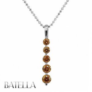 0.96 Carat Fancy Yellow VS2-SI1 EX Round Diamonds Journey Pendant 14k White Gold