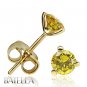 0.50 Ct Natural Fancy Yellow Vivid SI Round Diamond Stud Earrings 14k Solid Gold