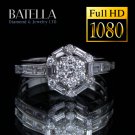 0.75 Ct E VS1-VS2 EX Invisible Round Cut & Baguette Diamonds Ring 18k White Gold