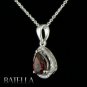 1.90 Ct Red Garnet Gemstone & White Zircon Sterling Silver 925 Womens Pendant