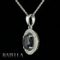 1.45 Carats Black Sapphire Gemstones & White Zircons Sterling Silver 925 Pendant