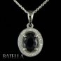 1.45 Carats Black Sapphire Gemstones & White Zircons Sterling Silver 925 Pendant