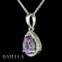 3.55 Violet Amethyst Gemstone & White Zircons Sterling Silver 925 Womens Pendant