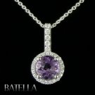 1.65 Ct Amethyst Gemstone & White Zircons Sterling Silver 925 Womens Pendant