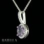 1.65 Ct Amethyst Gemstone & White Zircons Sterling Silver 925 Womens Pendant
